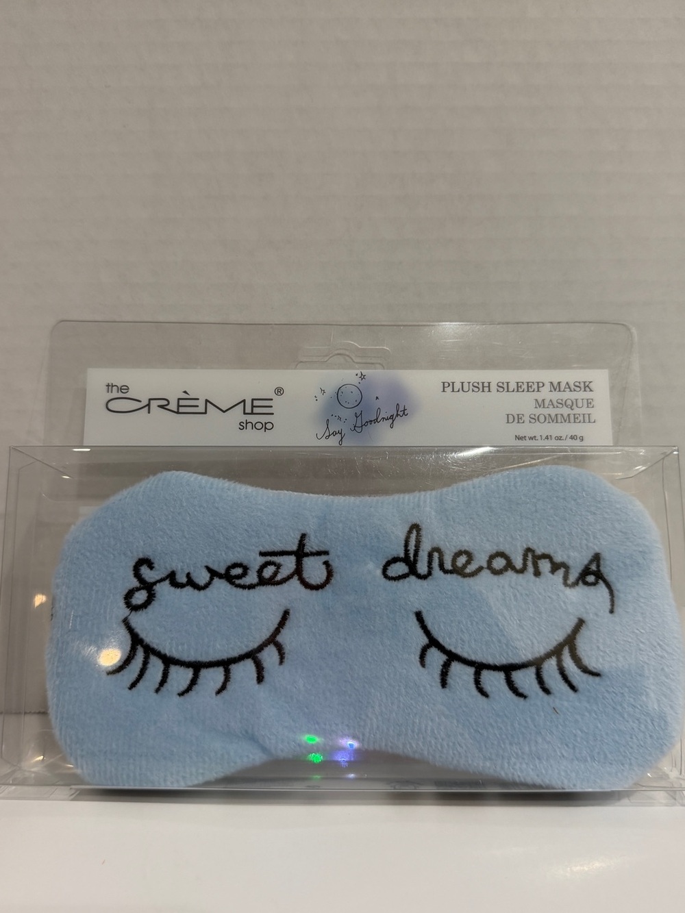 Crème Shop Light Blue Plush Sleep Mask - Sweet Dreams